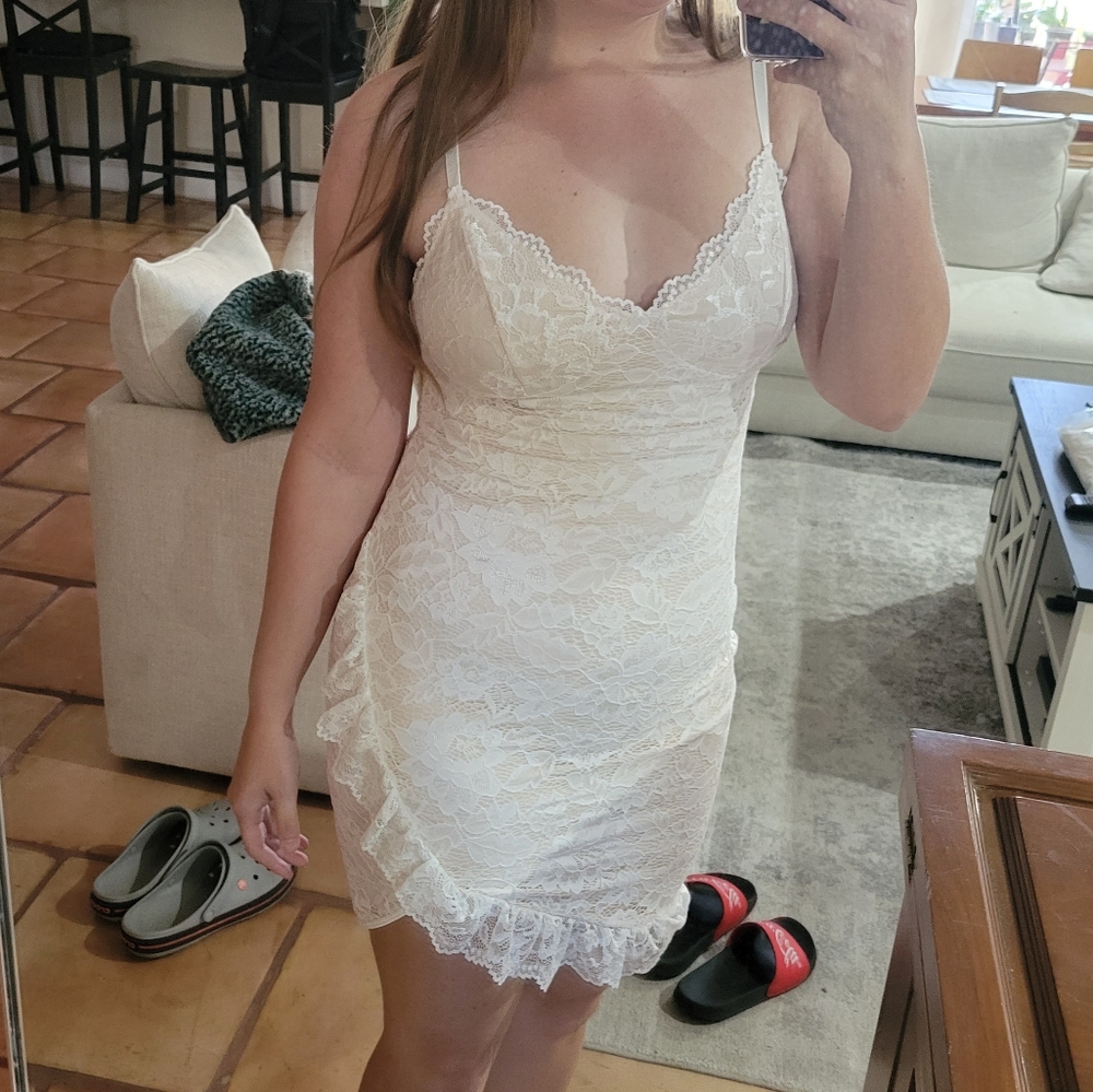 Lace dress white and nude Shein large NWT